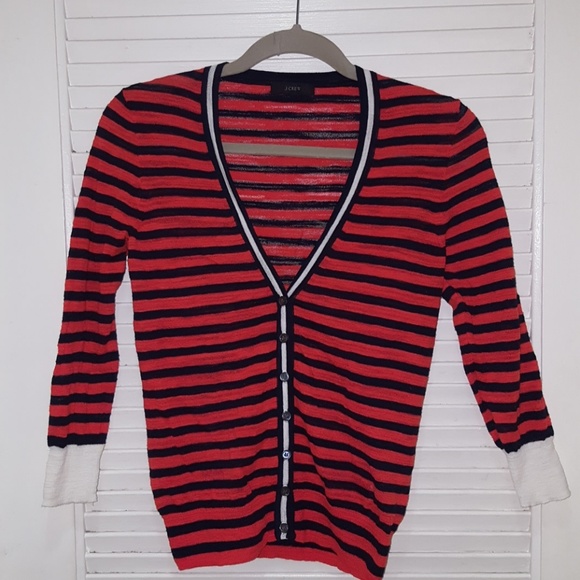 JCrew Striped Gauze Cardigan - Picture 1 of 8